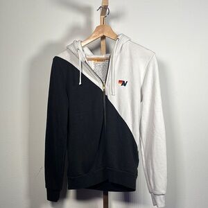Aviator Nation Black and White Zip Up Sweater Rare HTF Small